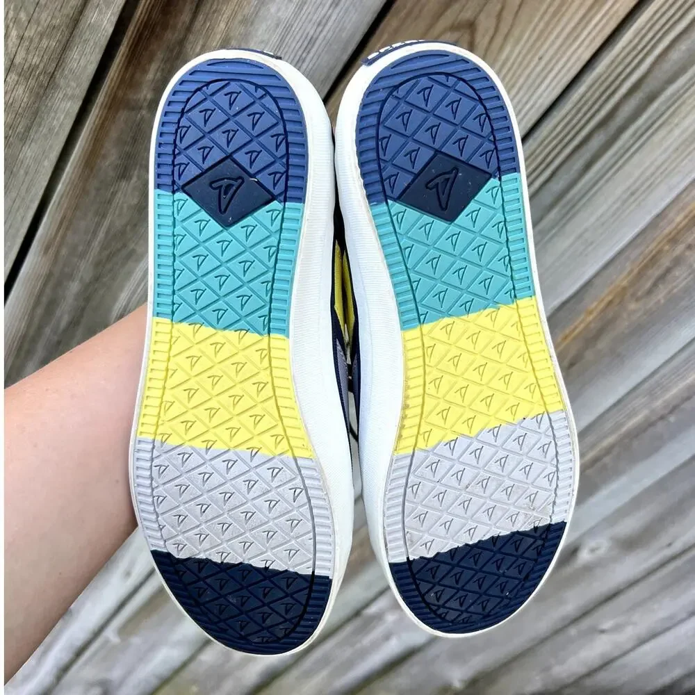 Sperry Crest Vibe Bionic Sneakers Womens 6.5 Navy Teal Yellow